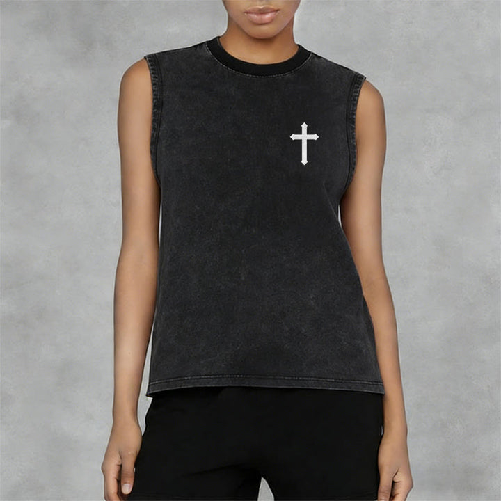 Christianartworkshop Not By My Strength But His Faith Statement Unisex Washed Tank Top - image 25