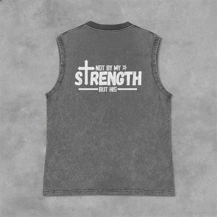 Christianartworkshop Not By My Strength But His Faith Statement Unisex Washed Tank Top - image 19