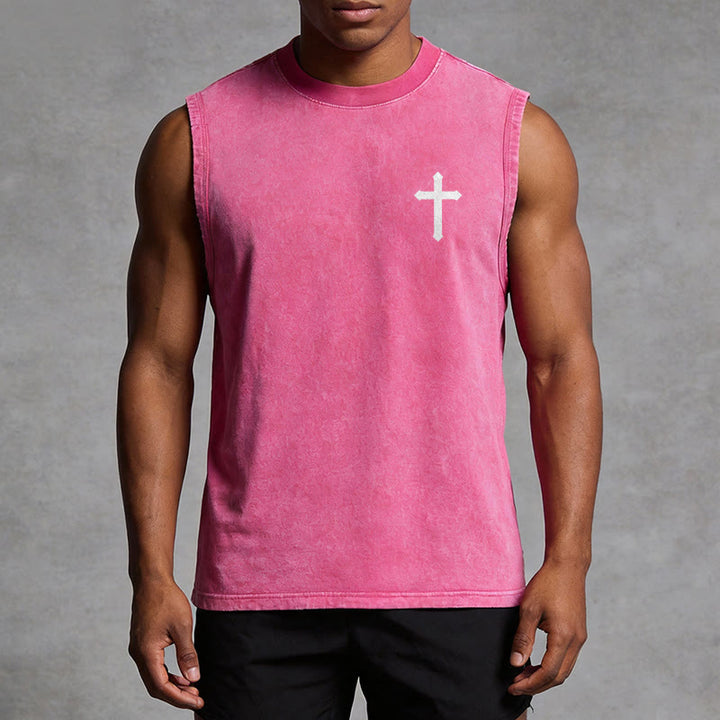 Christianartworkshop Not By My Strength But His Faith Statement Unisex Washed Tank Top - image 30