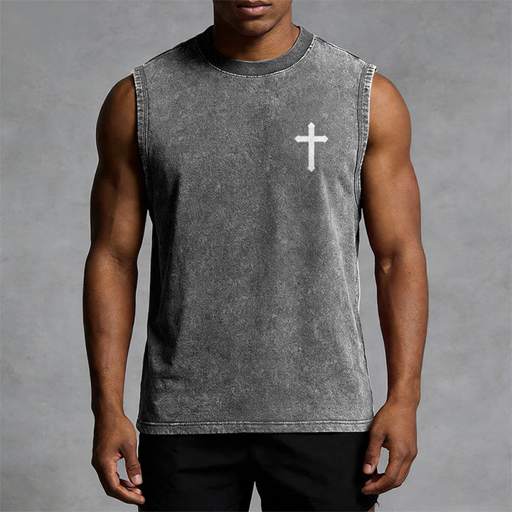 Christianartworkshop Not By My Strength But His Faith Statement Unisex Washed Tank Top - image 16
