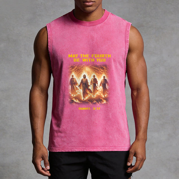 Christianartworkshop May the Fourth Be With You Daniel 3:17 Unisex Washed Tank Top - image 13