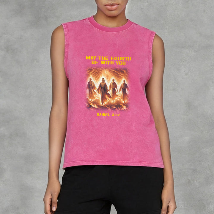 Christianartworkshop May the Fourth Be With You Daniel 3:17 Unisex Washed Tank Top - image 14