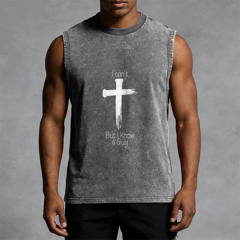 Christianartworkshop I Can't But I Know a Guy Faith Unisex Washed Tank Top - image 10