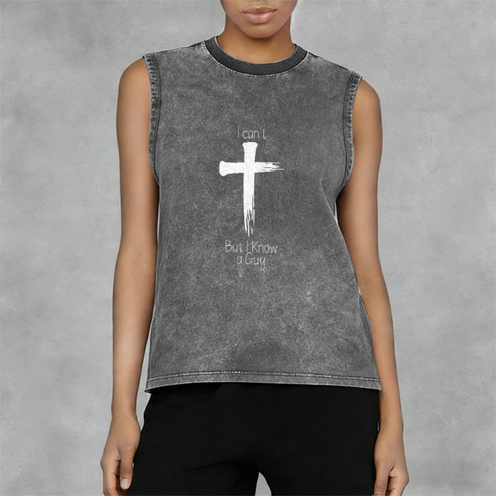 Christianartworkshop I Can't But I Know a Guy Faith Unisex Washed Tank Top - image 11