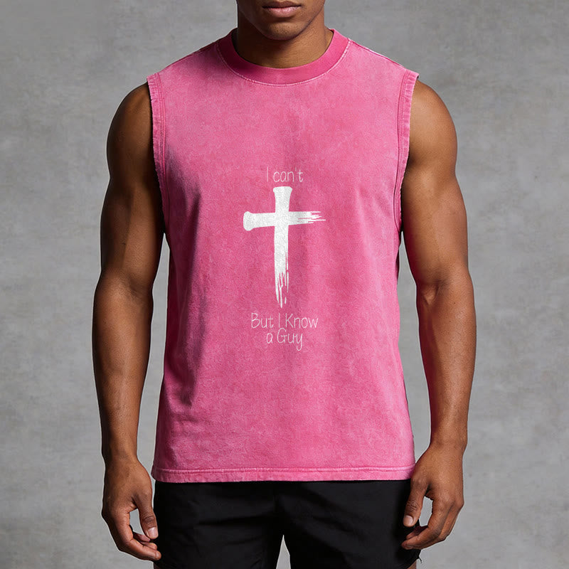 Christianartworkshop I Can't But I Know a Guy Faith Unisex Washed Tank Top - image 13