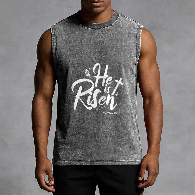 Christianartworkshop He is Risen Matthew 28:6 Unisex Washed Tank Top - image 13