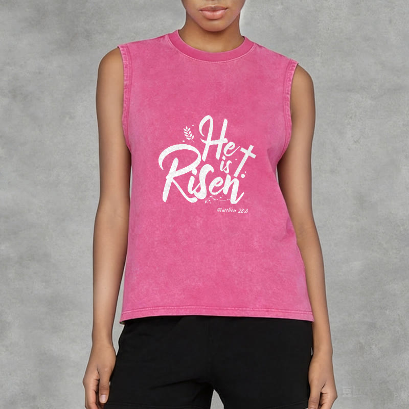 Christianartworkshop He is Risen Matthew 28:6 Unisex Washed Tank Top - image 11