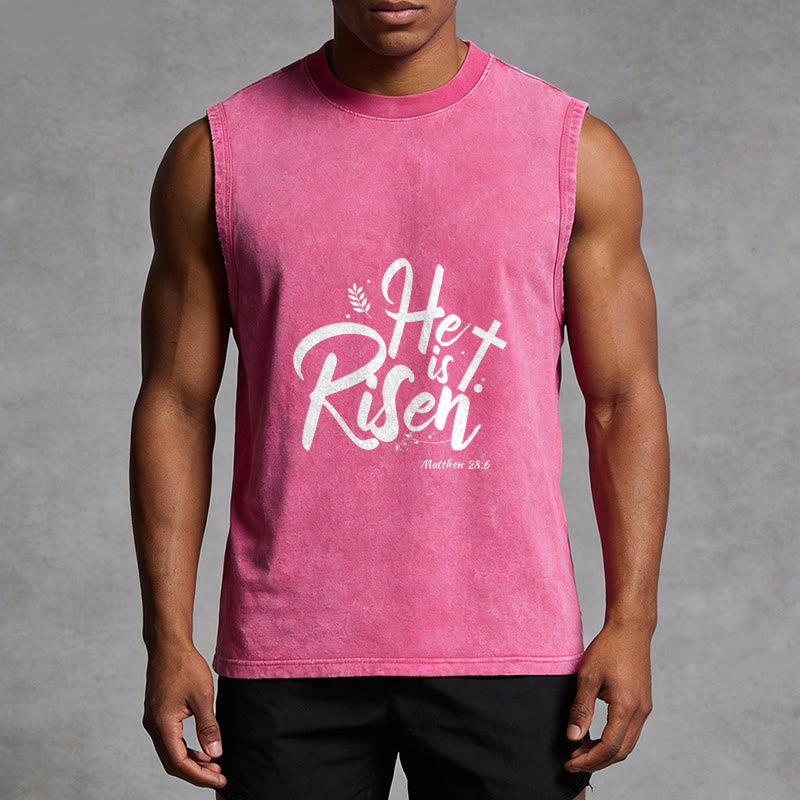 Christianartworkshop He is Risen Matthew 28:6 Unisex Washed Tank Top - image 10