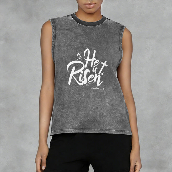 Christianartworkshop He is Risen Matthew 28:6 Unisex Washed Tank Top - image 14