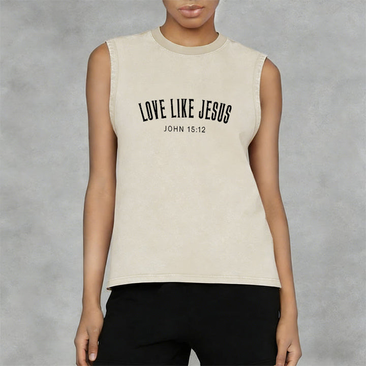 Christianartworkshop Love Like Jesus John 15:12 Unisex Washed Tank Top - image 5