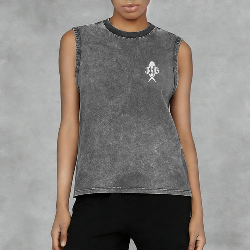 Christianartworkshop With God All Things Are Possible Anchor Unisex Washed Tank Top - image 25
