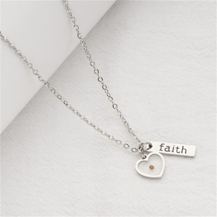 Christianartworkshop Heart & Tear Drop Mustard Seed Faith Necklace: A Symbol of Tiny yet Powerful Faith - image 1