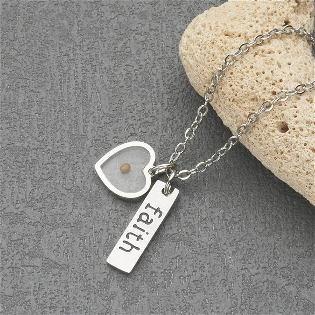 Christianartworkshop Heart & Tear Drop Mustard Seed Faith Necklace: A Symbol of Tiny yet Powerful Faith - Heart - image 0