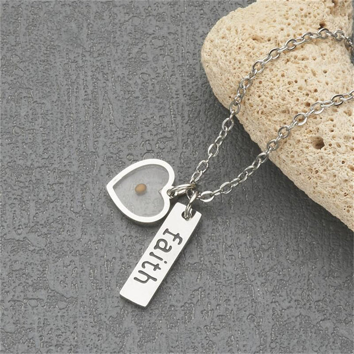 Christianartworkshop Heart & Tear Drop Mustard Seed Faith Necklace: A Symbol of Tiny yet Powerful Faith - Heart - image 0