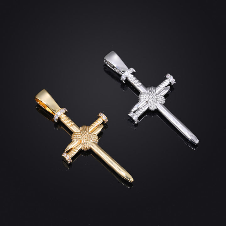 Christianartworkshop Zircon-Accented Nail Shaped Cross Pendant: Elegant Reminder of Unwavering Faith - image 5