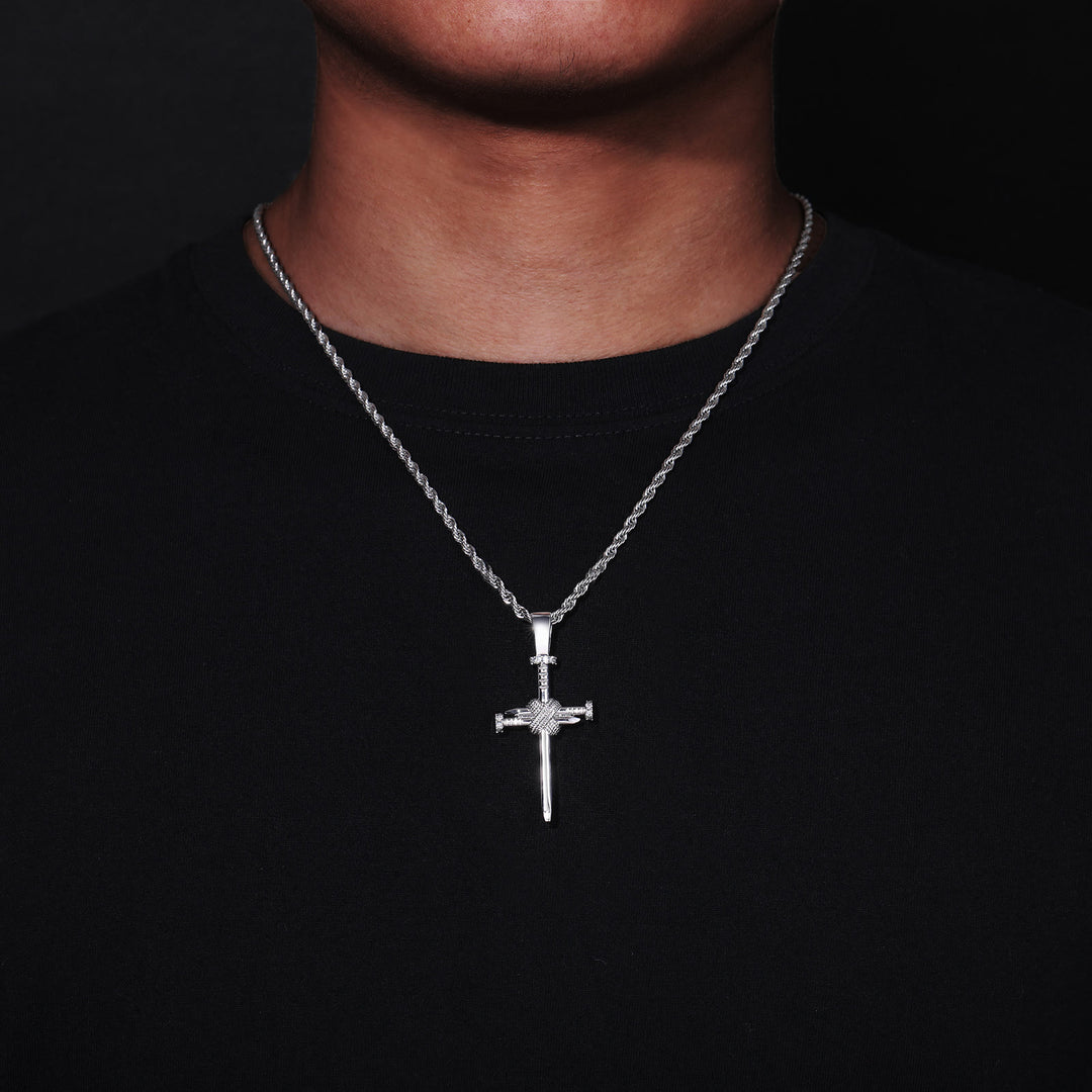 Christianartworkshop Zircon-Accented Nail Shaped Cross Pendant: Elegant Reminder of Unwavering Faith - image 1
