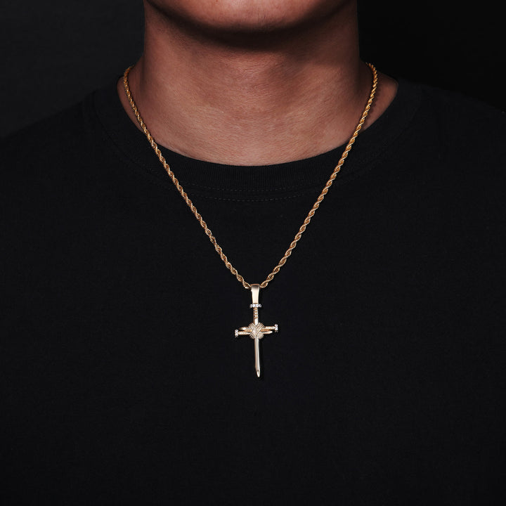 Christianartworkshop Zircon-Accented Nail Shaped Cross Pendant: Elegant Reminder of Unwavering Faith - image 3