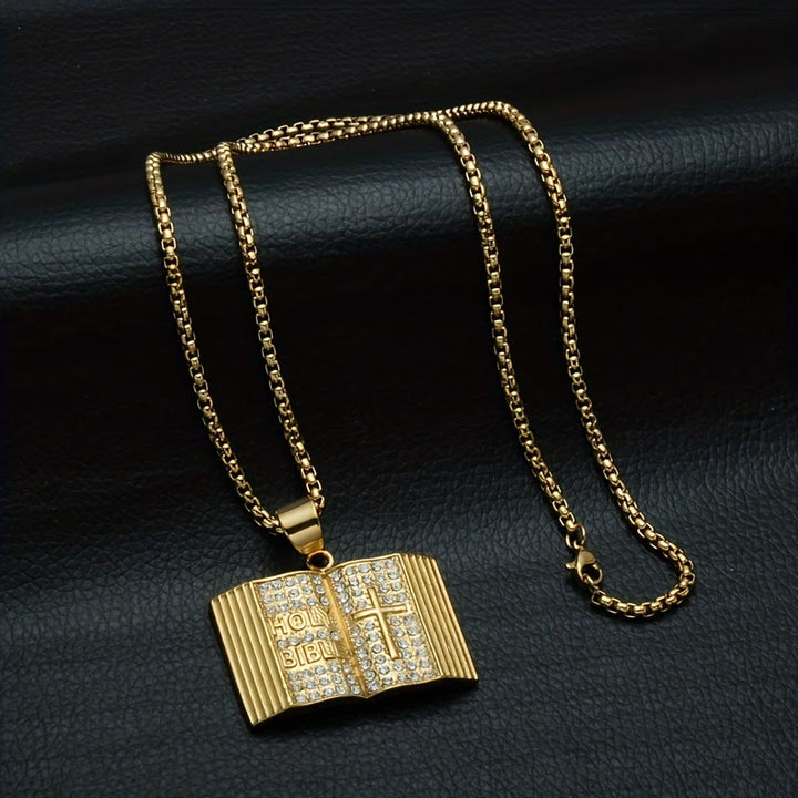 Christianartworkshop Bible-Shaped Cross Pendant Necklace: Symbol of Faith and Divine Wisdom - image 1