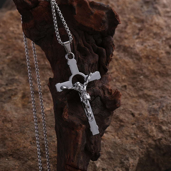 Christianartworkshop Polished Metal Crucifix Necklace: Wearable Token of Divine Grace and Protection - Black - image 3