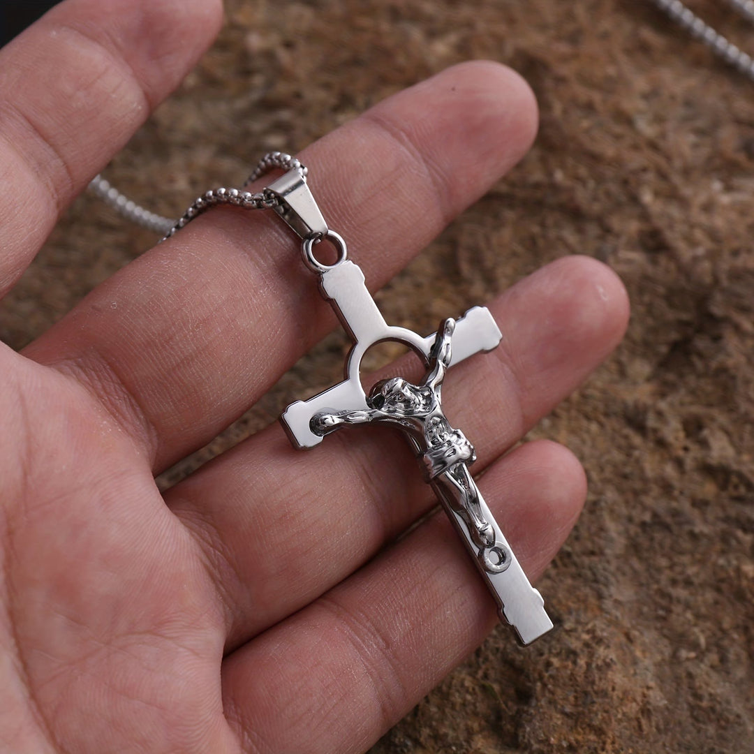 Christianartworkshop Polished Metal Crucifix Necklace: Wearable Token of Divine Grace and Protection - image 4