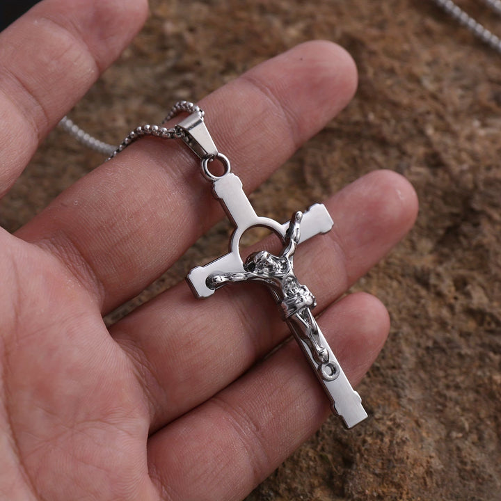 Christianartworkshop Polished Metal Crucifix Necklace: Wearable Token of Divine Grace and Protection - image 4
