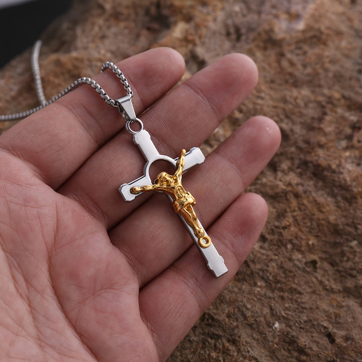 Christianartworkshop Polished Metal Crucifix Necklace: Wearable Token of Divine Grace and Protection - image 2