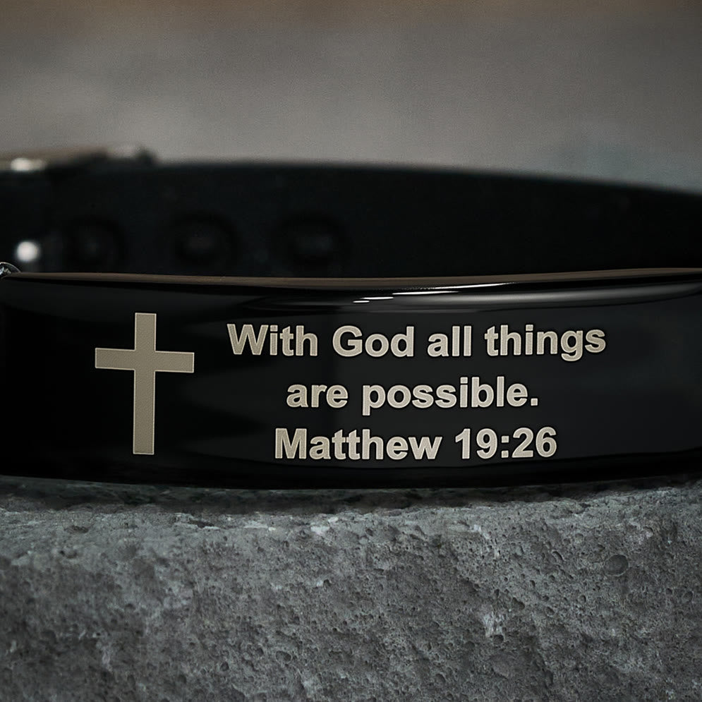 Christianartworkshop Luminous Silicon Cross Bracelet with Matthew 19:26: Timeless Message of Hope and Faith - image 5