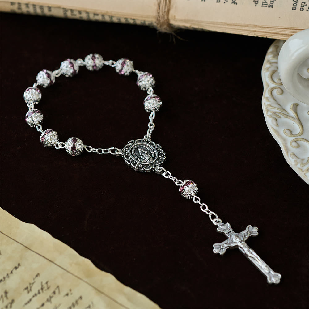 Christianartworkshop Sparkling Bead Pocket Rosary with Our Lady Medal: Symbol of Faith and Grace - image 10