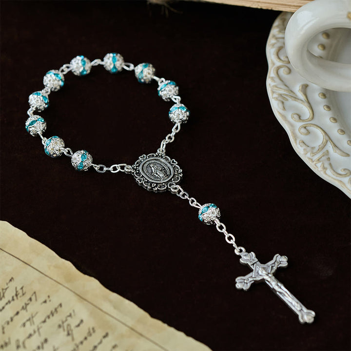 Christianartworkshop Sparkling Bead Pocket Rosary with Our Lady Medal: Symbol of Faith and Grace - image 2