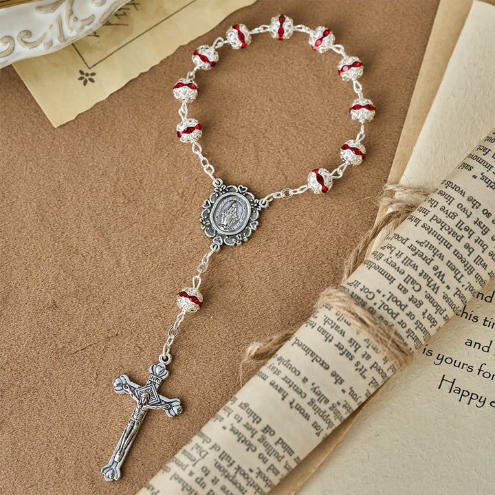 Christianartworkshop Sparkling Bead Pocket Rosary with Our Lady Medal: Symbol of Faith and Grace - Red - image 6