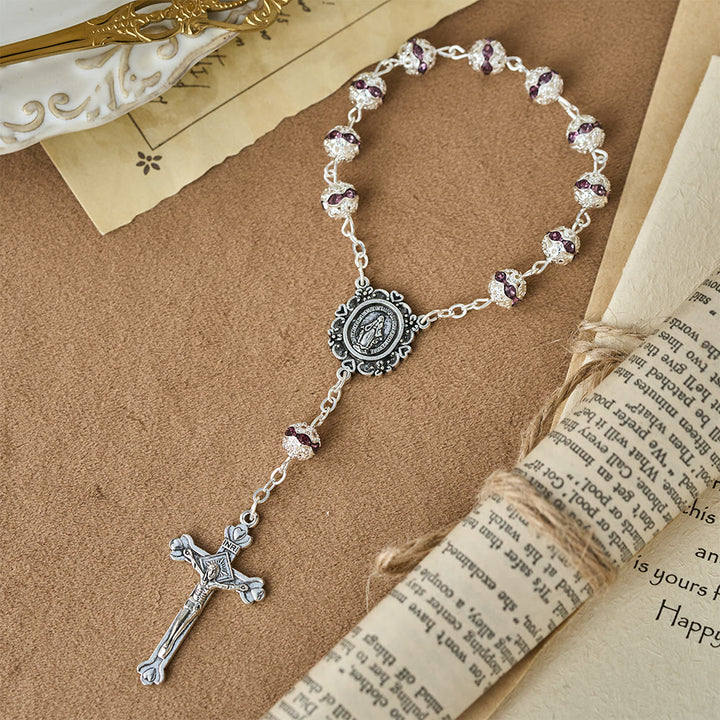 Christianartworkshop Sparkling Bead Pocket Rosary with Our Lady Medal: Symbol of Faith and Grace - Purple - image 9