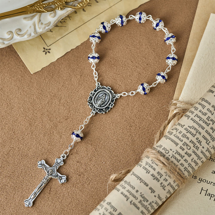 Christianartworkshop Sparkling Bead Pocket Rosary with Our Lady Medal: Symbol of Faith and Grace - Blue - image 12