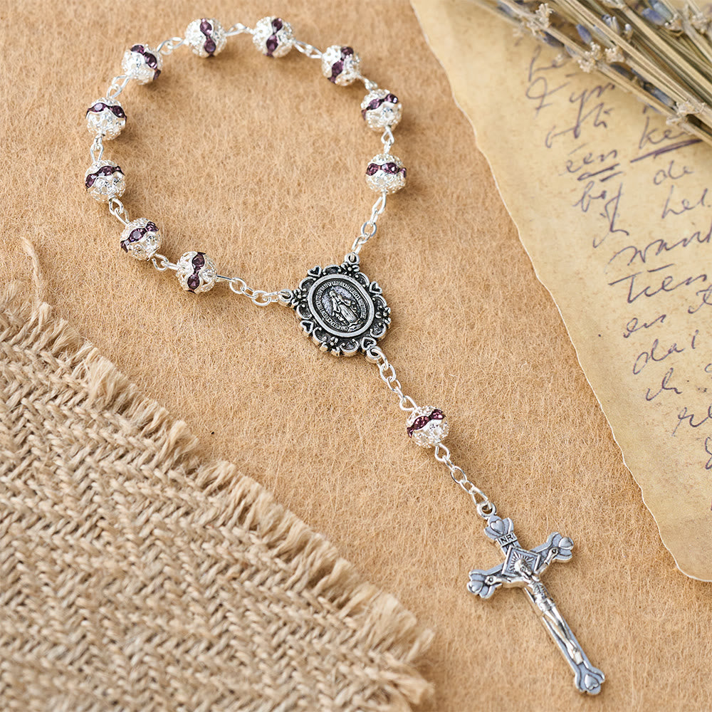 Christianartworkshop Sparkling Bead Pocket Rosary with Our Lady Medal: Symbol of Faith and Grace - image 11