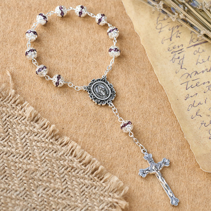 Christianartworkshop Sparkling Bead Pocket Rosary with Our Lady Medal: Symbol of Faith and Grace - image 11