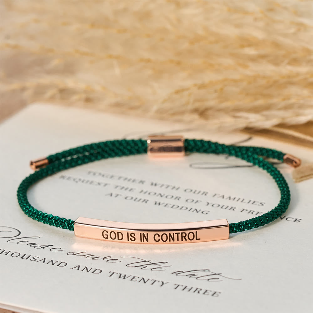 Christianartworkshop God Is in Control Faith Bracelet: A Symbol of Trust & Wedding Blessing - Rosegold + Green - image 22