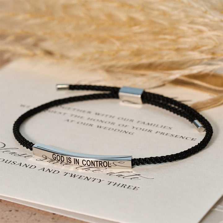 Christianartworkshop God Is in Control Faith Bracelet: A Symbol of Trust & Wedding Blessing - Silver + Black - image 0