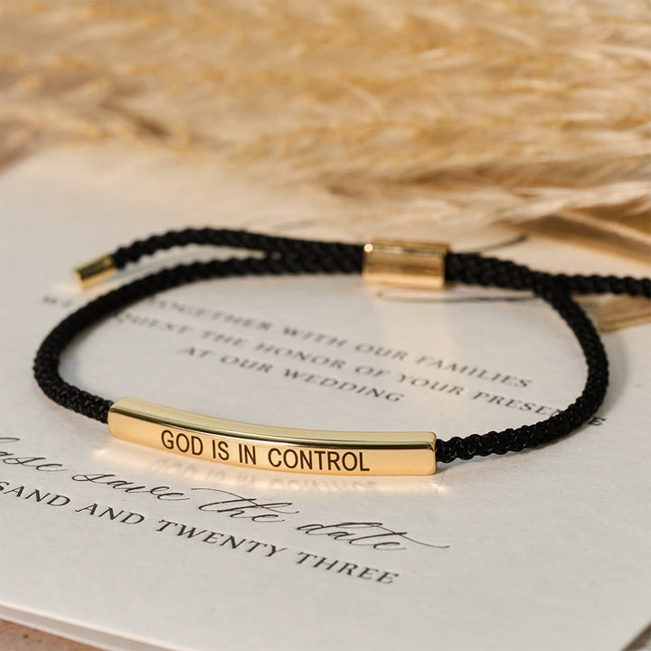 Christianartworkshop God Is in Control Faith Bracelet: A Symbol of Trust & Wedding Blessing - Golden + Black - image 8