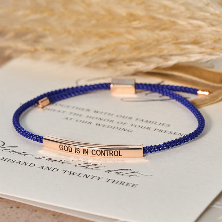 Christianartworkshop God Is in Control Faith Bracelet: A Symbol of Trust & Wedding Blessing - Rosegold + Blue - image 18