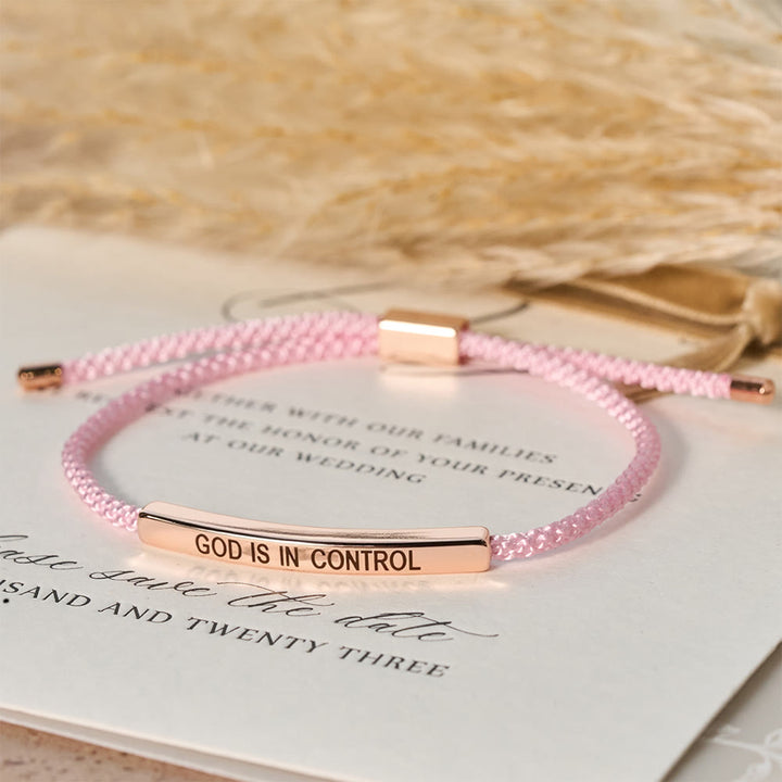 Christianartworkshop God Is in Control Faith Bracelet: A Symbol of Trust & Wedding Blessing - Golden + Pink - image 12