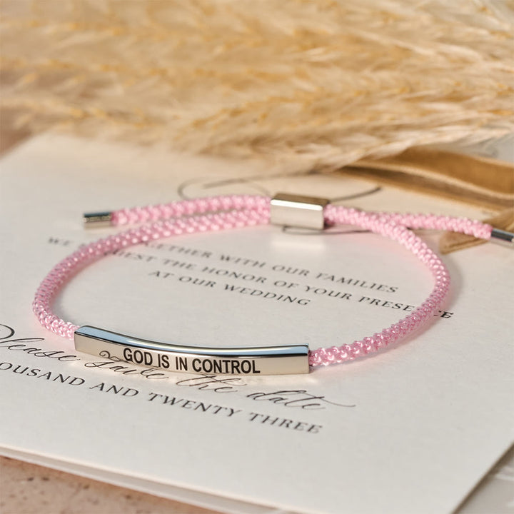 Christianartworkshop God Is in Control Faith Bracelet: A Symbol of Trust & Wedding Blessing - Silver + Pink - image 4