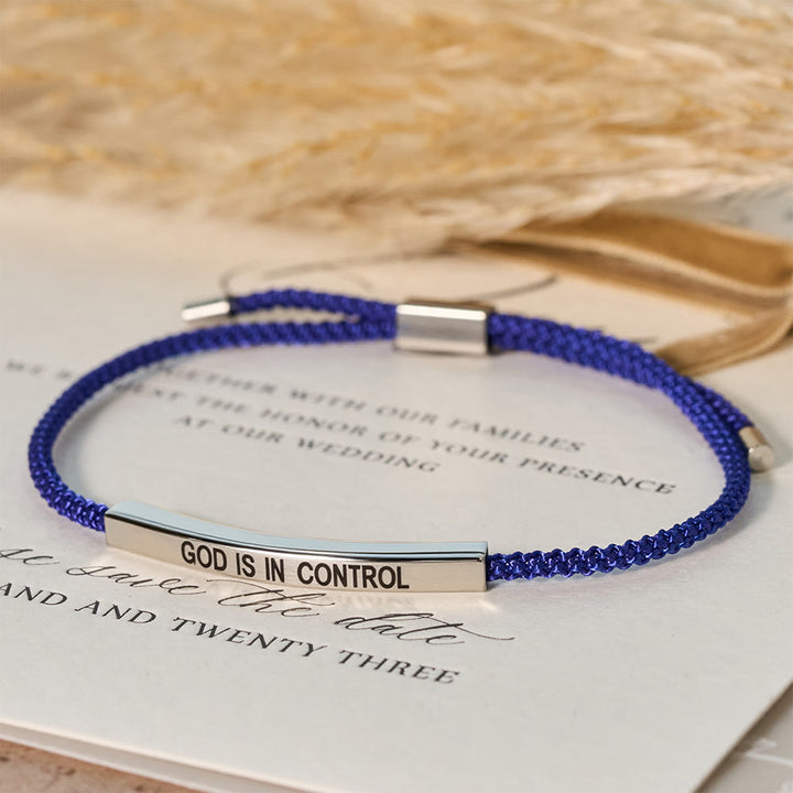 Christianartworkshop God Is in Control Faith Bracelet: A Symbol of Trust & Wedding Blessing - Silver + Blue - image 2