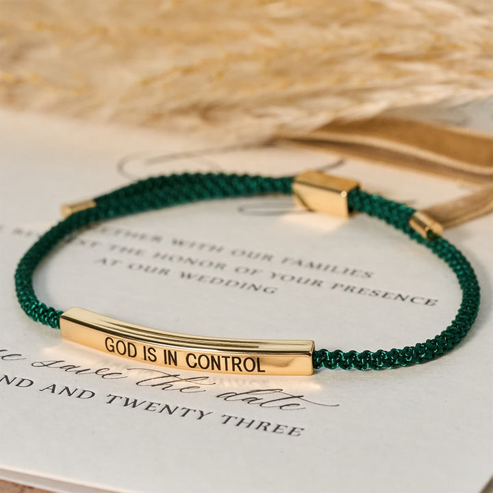 Christianartworkshop God Is in Control Faith Bracelet: A Symbol of Trust & Wedding Blessing - Golden + Green - image 14