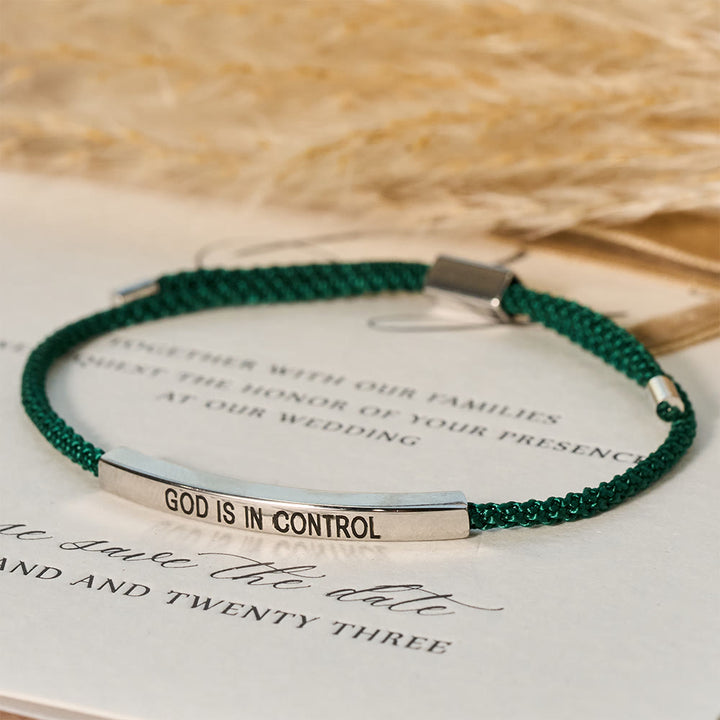 Christianartworkshop God Is in Control Faith Bracelet: A Symbol of Trust & Wedding Blessing - Silver + Green - image 6