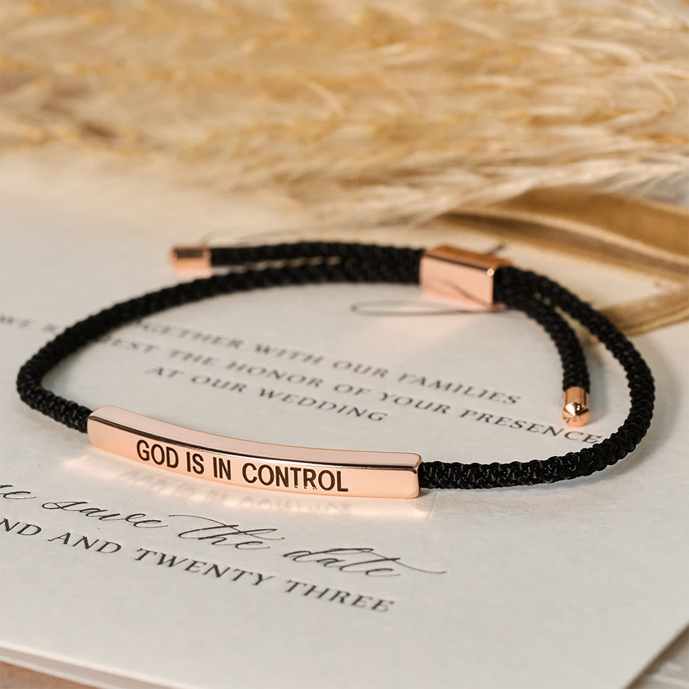 Christianartworkshop God Is in Control Faith Bracelet: A Symbol of Trust & Wedding Blessing - Rosegold + Black - image 16