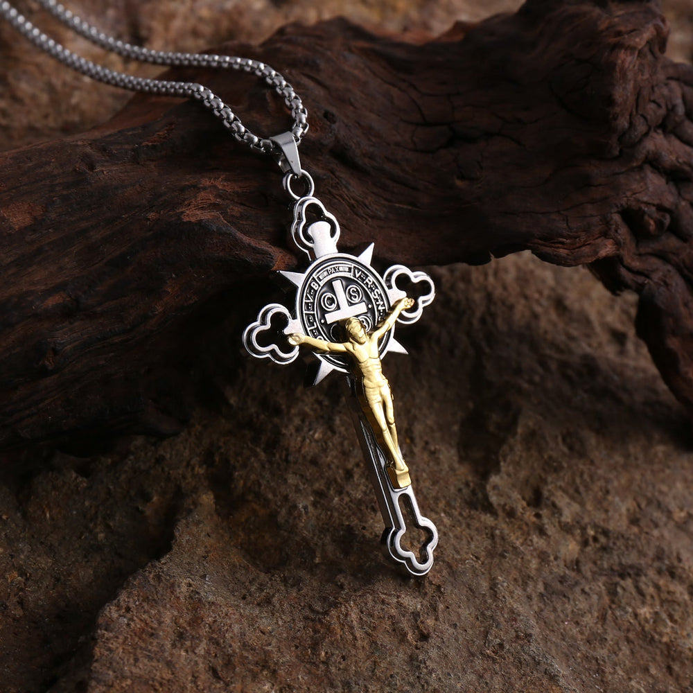 Christianartworkshop Openwork Crucifix Pendant Necklace: Symbol of Faith and Divine Protection - Silver 70CM - image 1