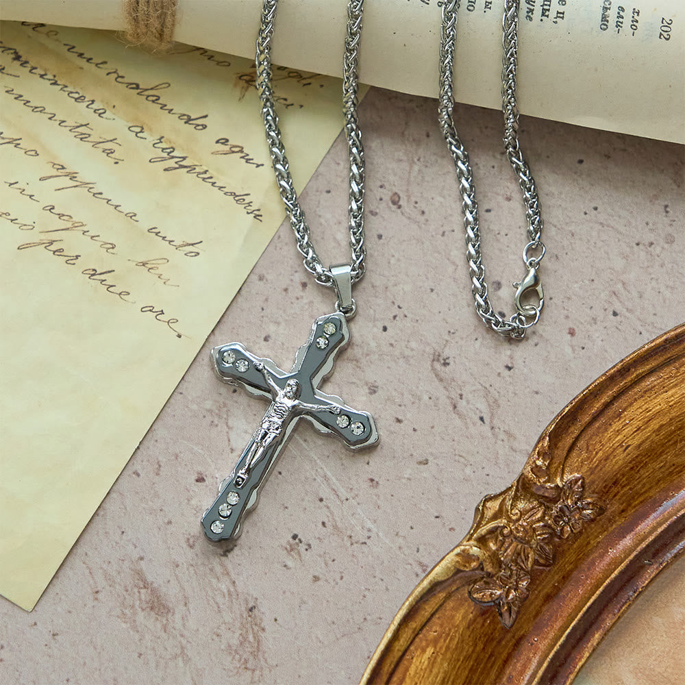Christianartworkshop Blue/Silver Detailed Sculpted Crucifix Necklace: A Sacred Accessory for Devotion - image 10