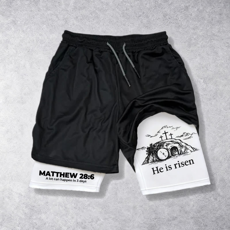 Christianartworkshop Matthew 28:6 He Is Risen Resurrection Performance Shorts - image 4
