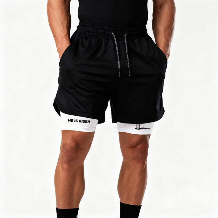 Christianartworkshop He Is Risen Resurrection Cross Performance Shorts - image 2