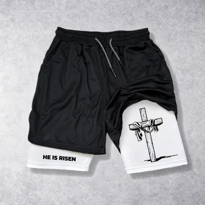 Christianartworkshop He Is Risen Resurrection Cross Performance Shorts - image 4