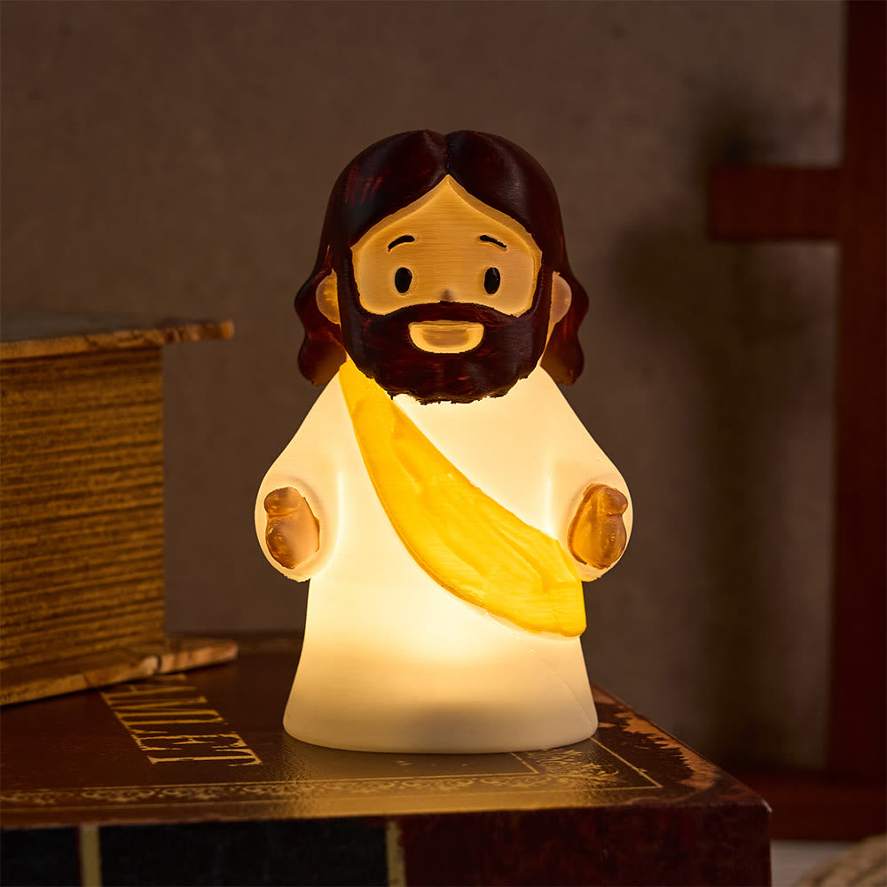 Christianartworkshop Glowing Jesus Tap Light Easter Ornament: Merge Playful Charm with His Care - Yellow - image 11